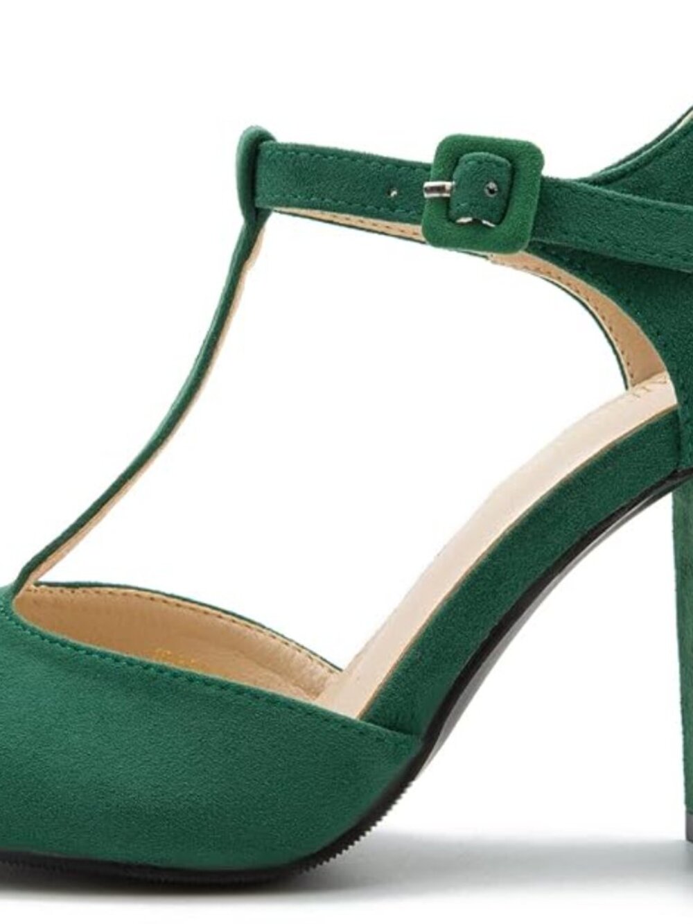 Women's T-Strap Mary Jane Pumps, Chunky Heel, Vintage Style, Cut Out, 3.54 Inch - Picture 4 of 4